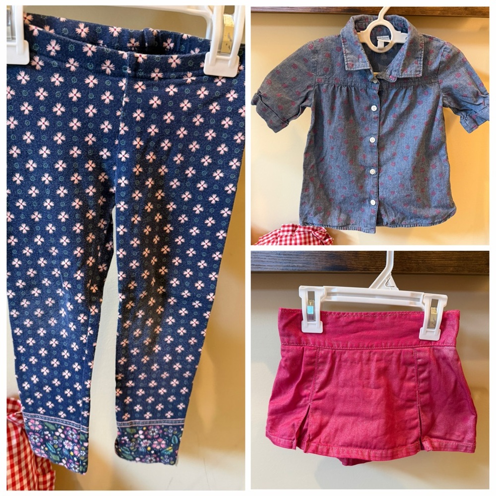 Carter's Toughskins Toddler Girls Floral Denim Shirt Leggings Skirt Outfits